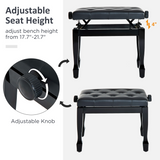 HOMCOM Adjustable Piano Bench with Padded Faux Leather Seat & Wooden Legs – Keyboard Stool, 45–55cm Height
