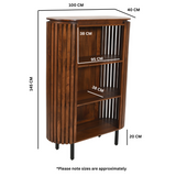 Indian Hub Slatted Mango Wood Medium Bookcase with Open Shelves – Hand-Crafted Storage, Natural Finish