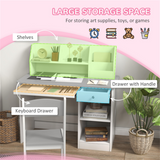 Kids Desk and Chair Set with Storage Shelves & Drawers – Children's Study Table for Ages 5–8, Grey