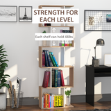 S-Shaped 5-Tier Bookcase – Modern Open-Back Shelf and Room Divider with Anti-Fall Hardware, White