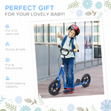 Kids Scooter with Adjustable Handlebars, Rear Brake and Non-Slip Footplate – Steel Frame Ride-On, Blue