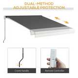 Outsunny 3 x 2.5m Electric Retractable Awning with Remote – Cassette Canopy for Doors & Windows, Grey