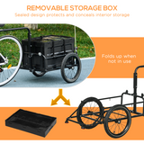 HOMCOM Bicycle Trailer with 65L Foldable Storage Box, Pneumatic Tyres and Quick-Release Wheels – Black