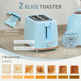 Kettle and Toaster Set with 1.7L Fast Boil Kettle, 2-Slice Toaster & 7 Browning Levels – Light Blue