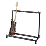 Triple Folding Guitar Rack Stand for 5 Guitars – Neoprene-Protected Tubular Holder, Black
