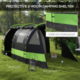 Outsunny Blackout Camping Tent with Bedroom & Living Room, 3000mm Waterproof – 4–5 Person Family Tent, Black