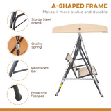 Outsunny 3-Seater Swing Chair Replacement Canopy and Steel Frame – Weather Resistant, Beige