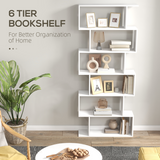 HOMCOM 6-Tier Asymmetrical Shelving Unit with Anti-Toppling Design – Display and Storage, White
