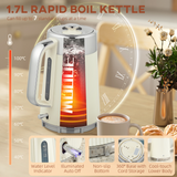 Kettle and 4-Slice Toaster Set with 1.7L 3000W Fast Boil Kettle & 7 Browning Levels – Ridged Design, Cream