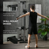 SPORTNOW Wall Mount Cable Station with 15-Position Adjustable Dual Pulleys – Home Gym Cable Machine, Black