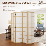 HOMCOM 4 Panel Folding Room Divider with Pine Wood Frame – Privacy Screen, 160 x 170cm