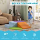 HOMCOM 4 Piece Soft Play Set with Reconfigurable Foam Blocks – Climb, Crawl and Slide Toys for Toddlers