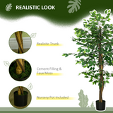 HOMCOM 150cm Artificial Ficus Tree with Nursery Pot – Low-Maintenance Indoor and Outdoor Home Decor