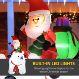 Outsunny 6.6ft Christmas Inflatable Santa Claus on Polar Bear with LED Lights – Outdoor Decoration, White