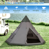 Outsunny 6–7 Person Tipi Camping Tent with Mesh Windows & Carry Bag – Large Family Party Tent