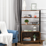 Industrial Bookcase Storage Cabinet with Open Shelves & Cupboard – Brown and Black Two-Tone
