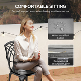 Outsunny 3-Piece Cast Aluminium Bistro Set with Parasol Hole Table & Cushioned Chairs – Garden Patio Furniture, Black