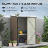 Outsunny Steel Garden Shed with Lockable Door and Sloped Roof – Outdoor Tool Storage, 161.5 x 94.5 x 196 cm