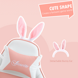 Vinsetto Pink Gaming Chair with Removable Bunny Ears, Retractable Footrest & Reclining Backrest