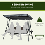 Outsunny 3-Seater Garden Swing Bench with 45° Adjustable Canopy & Steel Frame – Rattan Seat Patio Swing