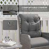Outsunny 5-Piece Rattan Recliner Set with 2 Chairs, 2 Footstools and Glass Table – Garden Lounge, Light Grey