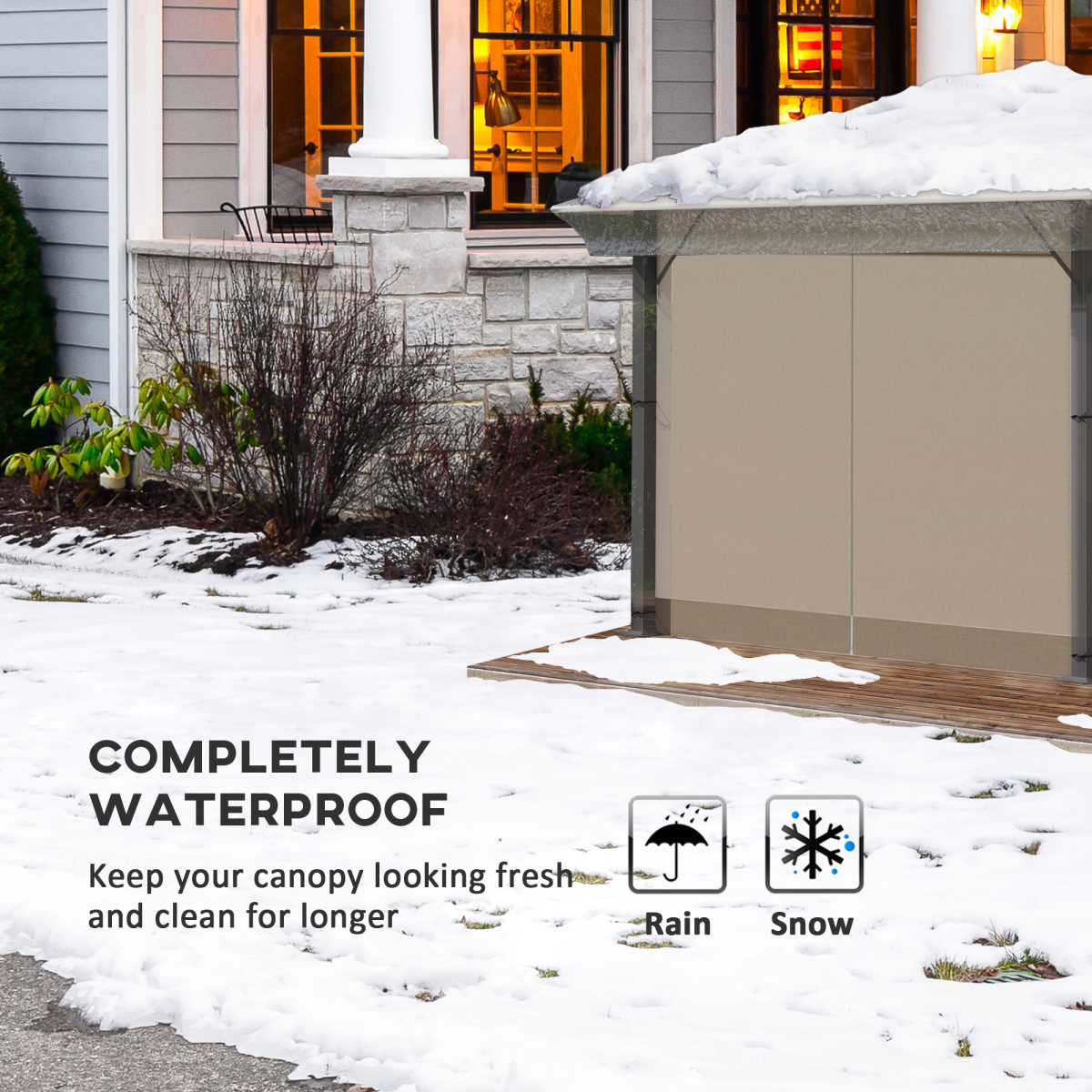 Outsunny 3 x 3m Gazebo Protective Cover – Waterproof PVC Rain Cover with Pull Cord for Canopy or Tent