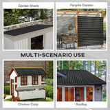 Outsunny Pack of 12 Galvanised Steel Roofing Sheets with Pre-Drilled Holes – Shed & Greenhouse Cladding, Dark Grey