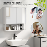 Wall Mounted Bathroom Mirror Cabinet with Soft-Close Doors & Adjustable Shelf – Storage Cupboard, White