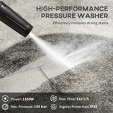 DURHAND 1800W Portable Pressure Washer, 150 Bar Max with Snow Foam Bottle & 6m Hose – Blue