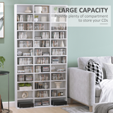 HOMCOM CD & DVD Media Storage Shelf Rack with Wooden Frame – Living Room Display Unit, White