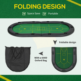 SPORTNOW Foldable Poker Mat for 10 Players with Cup Holders & Carry Bag – Green Felt Poker Table Top