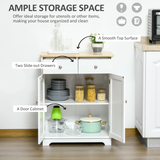 HOMCOM Rubberwood Top Kitchen Island Cupboard with Adjustable Shelf – Kitchen Storage and Side Cabinet