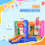 Monster-Themed Bouncy Castle with Slide, Trampoline & Basketball Net – Compact Garden Inflatable with Blower