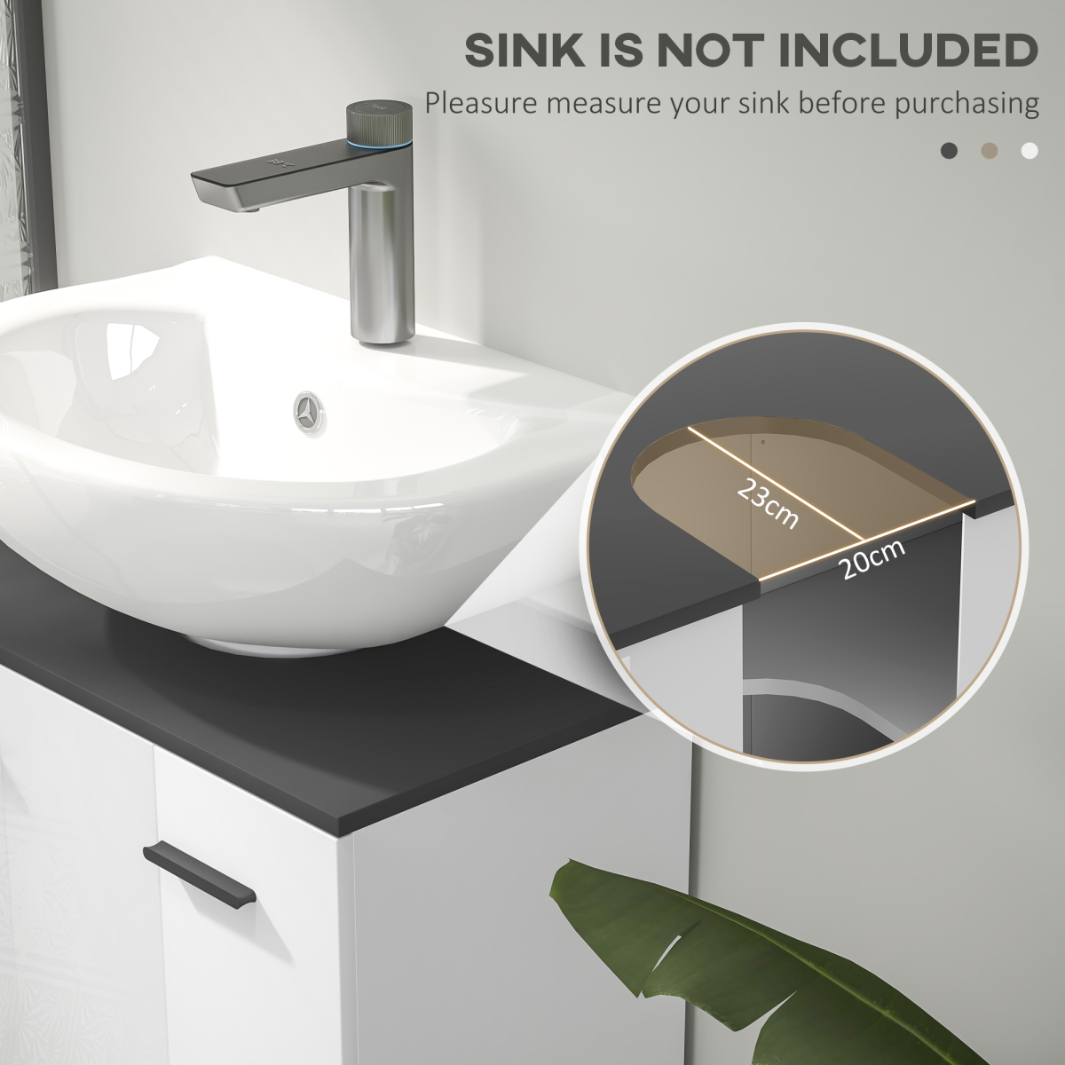 HOMCOM Bathroom Under Sink Cabinet with Adjustable Shelf and U-Shaped Cut-Out – Storage, High Gloss White