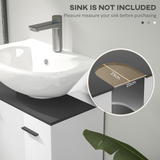 HOMCOM Bathroom Under Sink Cabinet with Adjustable Shelf and U-Shaped Cut-Out – Storage, High Gloss White