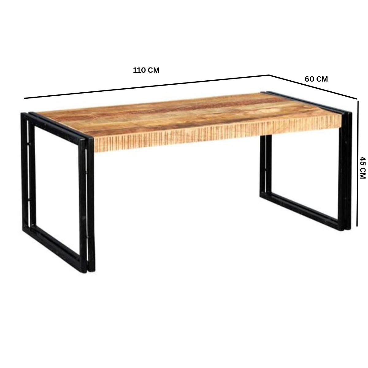 Cosmo Industrial Large Coffee Table – Solid Mango Wood & Reclaimed Metal