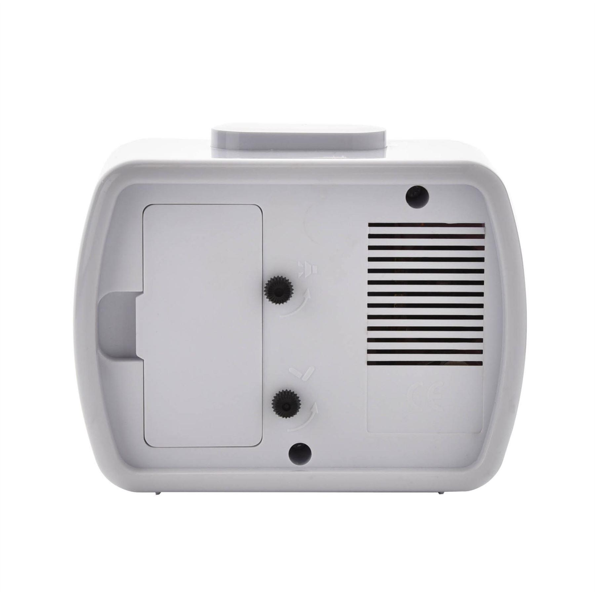 Widdop Quartz Bell Alarm Clock 5184W – Small Oblong Case, White and Green Dial