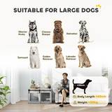 PawHut Dog Crate Furniture with Removable Cushion and Barn Door Design – Side Table Kennel for Large Dogs, Grey