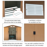 Outsunny 9 x 6ft Metal Garden Shed with Sliding Double Door & Ventilation – Khaki Outdoor Storage