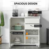 Gloss & Matte Side Cabinet with 2 Doors & 2 Drawers – Home Office Storage, White