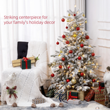 HOMCOM 5ft Artificial Christmas Tree with Realistic Snow Branches and 200 Warm White LED Lights – Auto Open