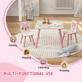 ZONEKIZ Kids Table and 2 Chairs Set with Rounded Edges – Children's Desk for Arts, Crafts & Homework, Pink