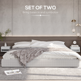 HOMCOM Floating Bedside Tables Set of 2 with Drawers & Shelves – Wall-Mounted Nightstands, White