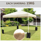 Outsunny Gazebo Sand Bag Weights, Set of 4 Leg Weights with Velcro Attachment – Holds 15kg Each, Black