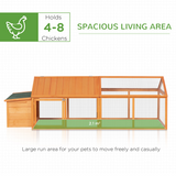 PawHut Wooden Chicken Run with Nesting Box & Openable Roof for 4-8 Chickens or Ducks – Poultry Run, Orange
