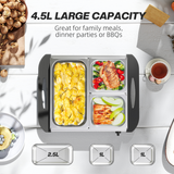 HOMCOM 6L Electric Food Warmer Buffet Server with 3 Lidded Trays & Warming Plate – Party Catering