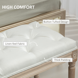 HOMCOM Upholstered End of Bed Bench – French Vintage Style, Button Tufted, Cream White