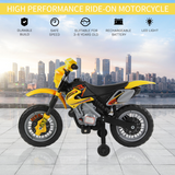 Kids Electric Ride-On Motorbike with Headlights, Music & Horn – Motocross Style Toy Motorcycle for Ages 3-6, Yellow