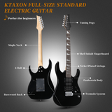 Electric Guitar Kit with HSH Pickups, 20W Amp, Gig Bag & Accessories – Beginner Starter Set, Black