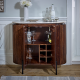 Opal Solid Wood Sideboard & Drinks Cabinet with White Marble Top – Handmade Bottle and Glassware Storage